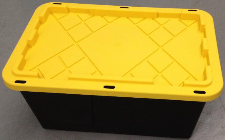 signature black crate with yellow lid