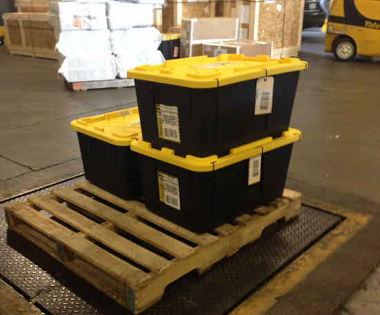 signature black crate with yellow lid